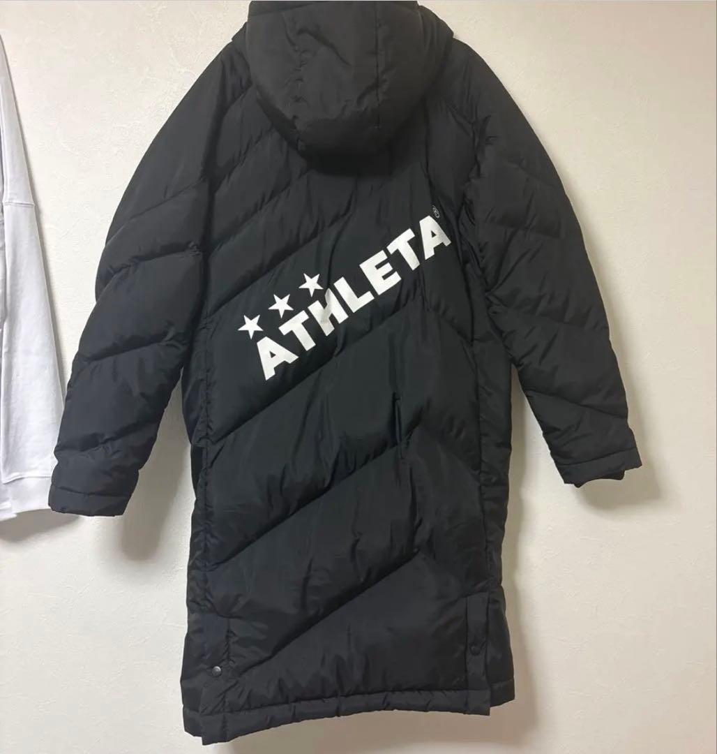 ATHLETA フード付き ブラックダウンコート