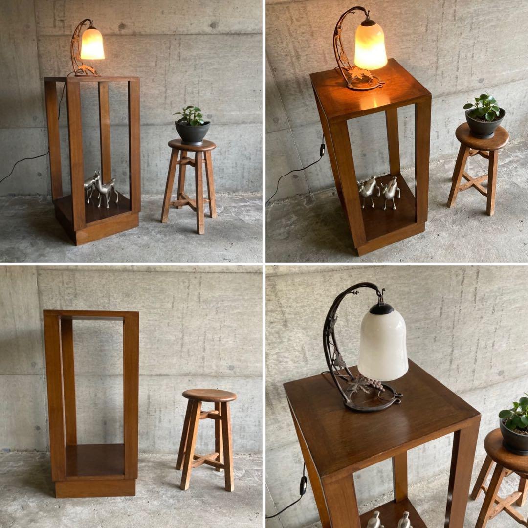 古い味のある飾り台 サイドテーブル 棚 シェルフ ラック スタンド 木製 レトロ