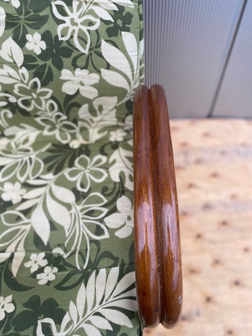 ラタン 籐 回転座椅子 リクライニング 花柄 クッション チェア