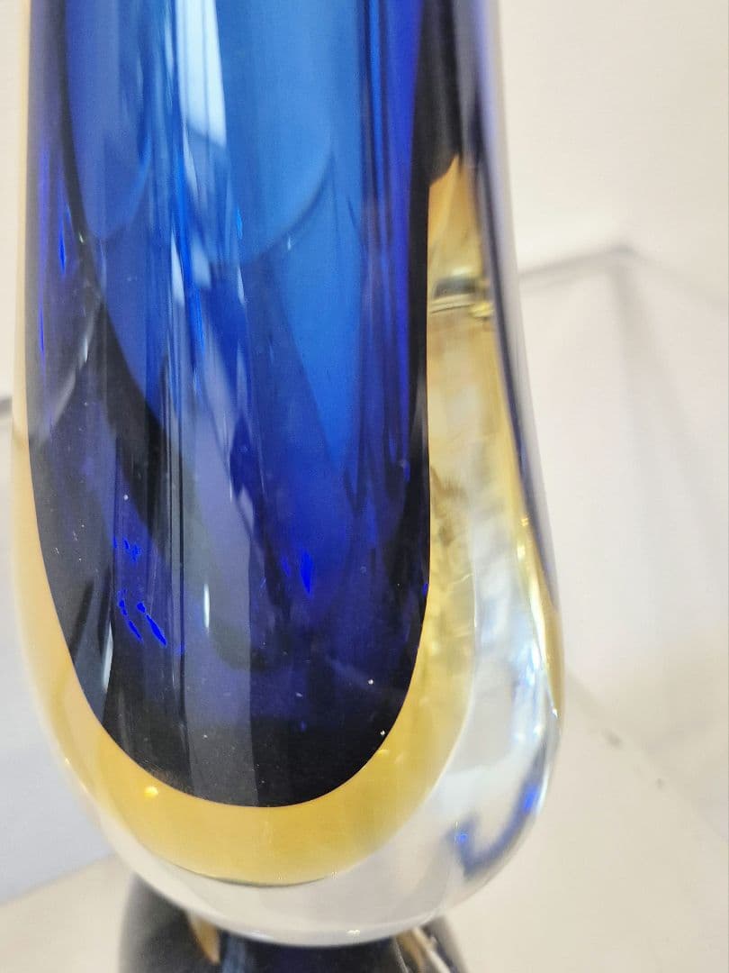 Flavio Poli ムラノガラス ヴィンテージ花瓶 ブルー H30cm