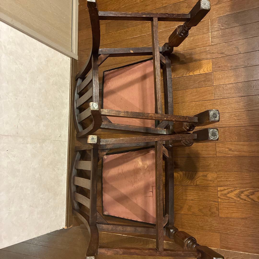 ロイズアンティークス購入 木製スラットバック椅子 2脚セット