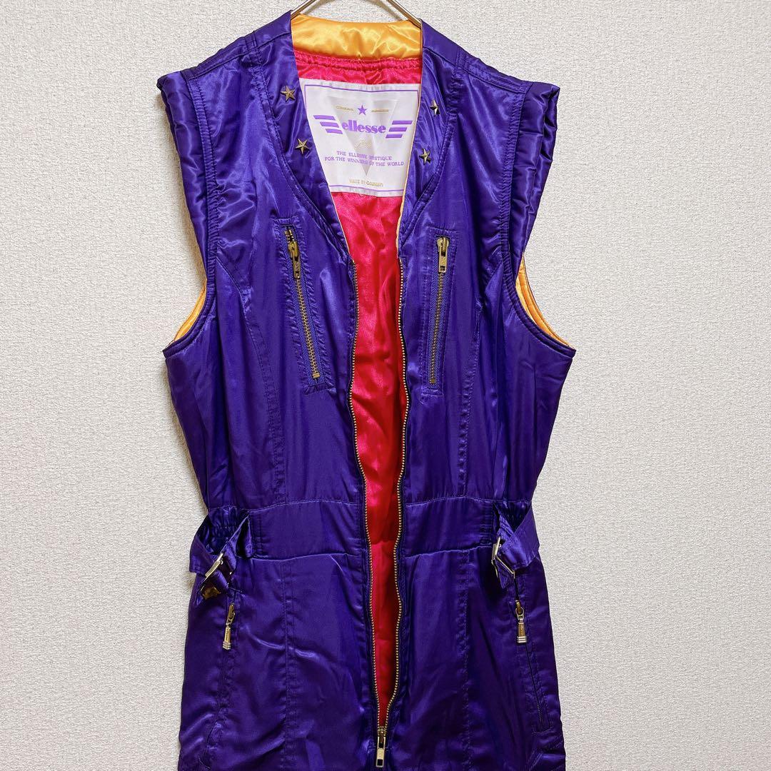 エレッセ ＊ スキーウェア 昭和レトロ ヴィンテージ 一点物 上下セット 紫