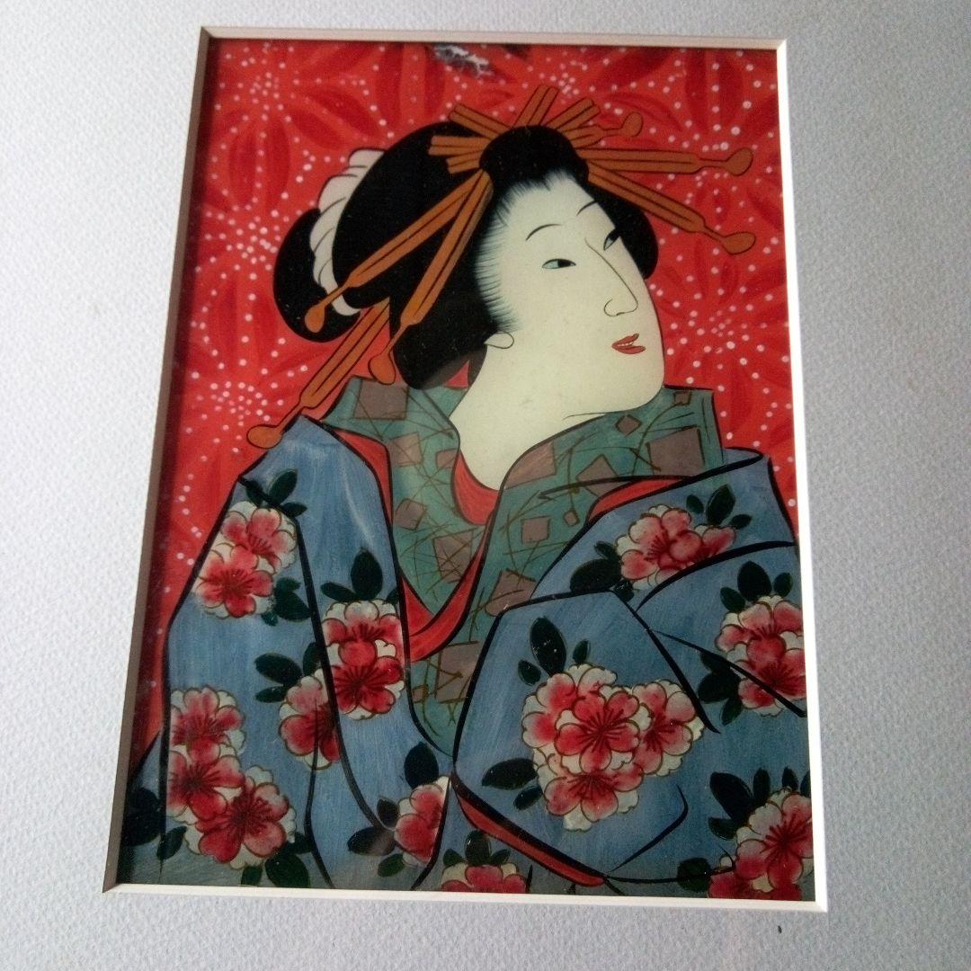 明治時代のガラス絵の美人図