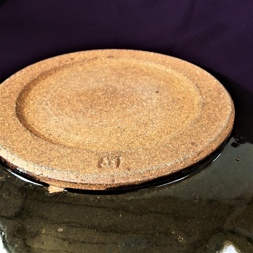 花器　有田焼　黒×金色　水盤 　華道