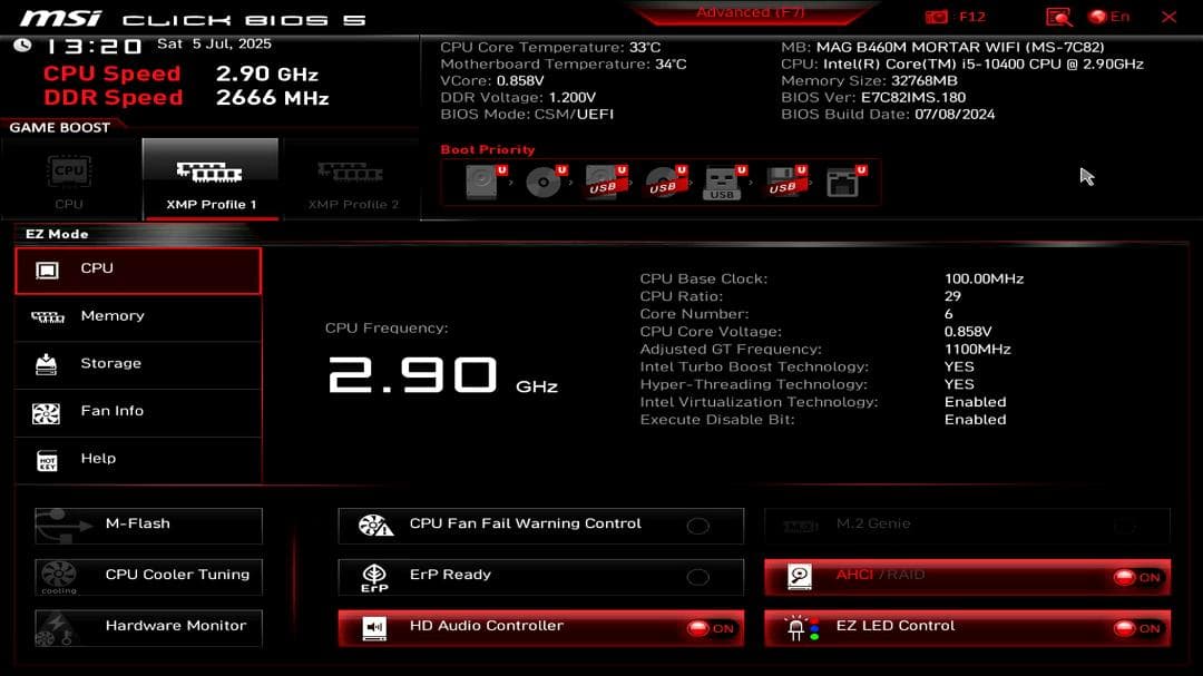 マザーボード MSI MAG B460M MORTAR WIFI