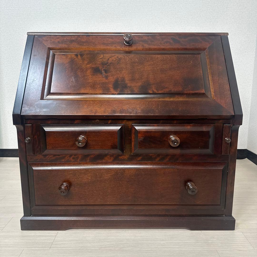 北海道民芸家具 ライティングビューロー カバ材 無垢材 ※i4※