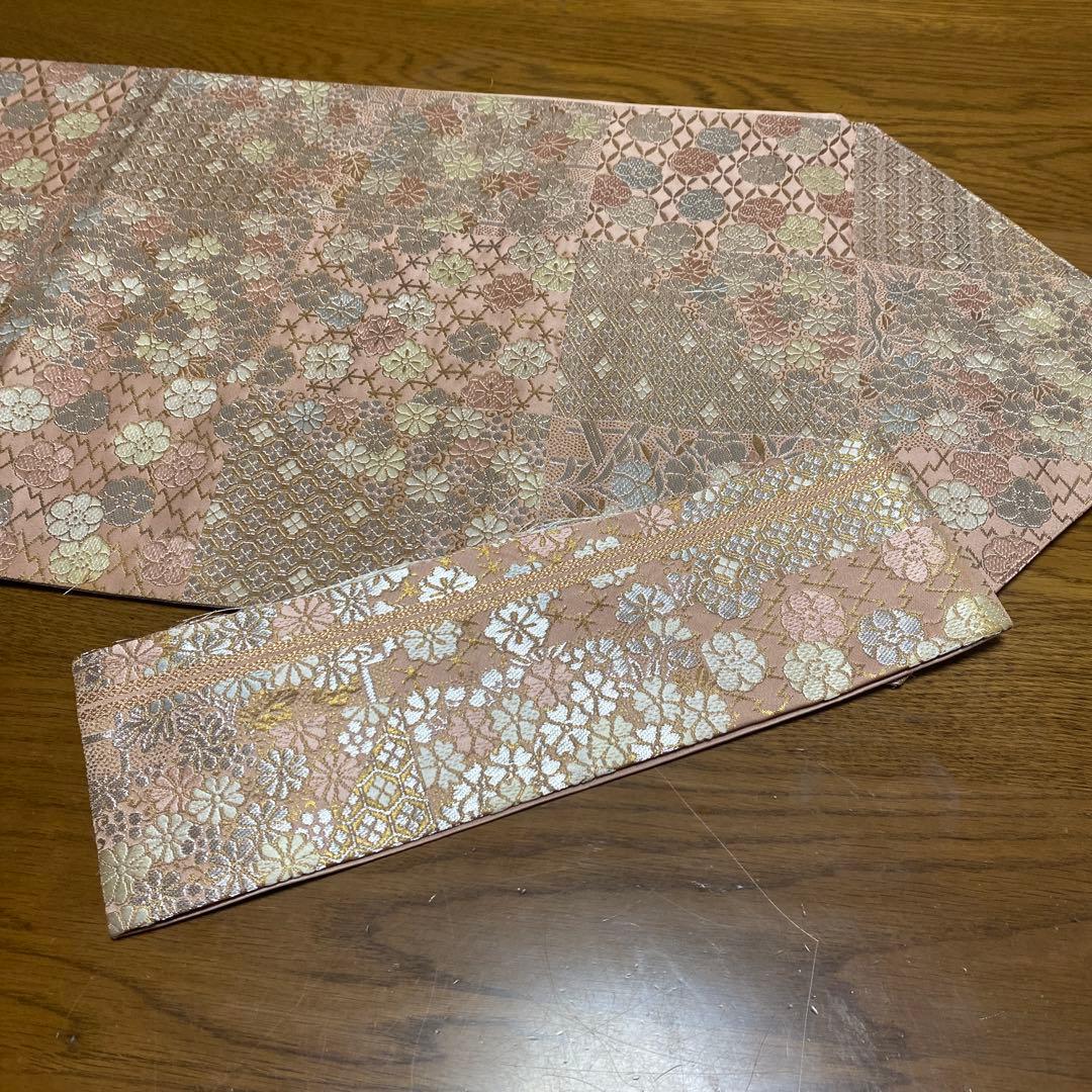 table runner 「松風」　帯リメイク　正絹 西陣織　長尺