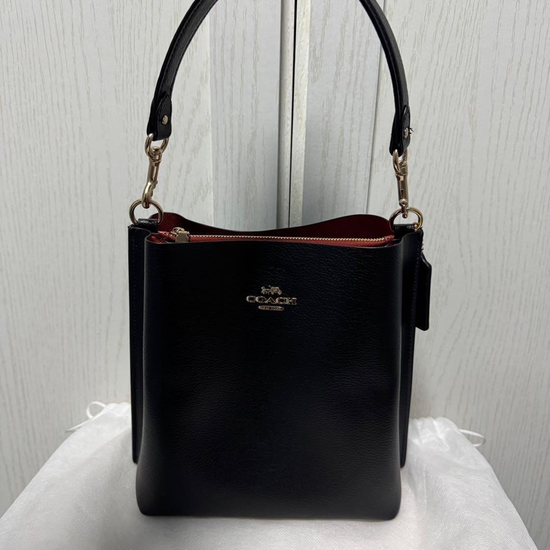 coach ショルダーバッグ ブラック 黒 赤 モリー バケット バッグ