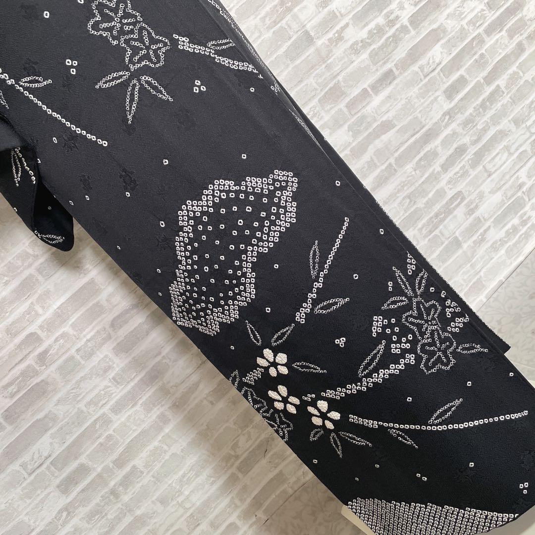 訪問着　フルセット　さくら　絞り　黒地　シックな雰囲気　入学式　卒業式　l2