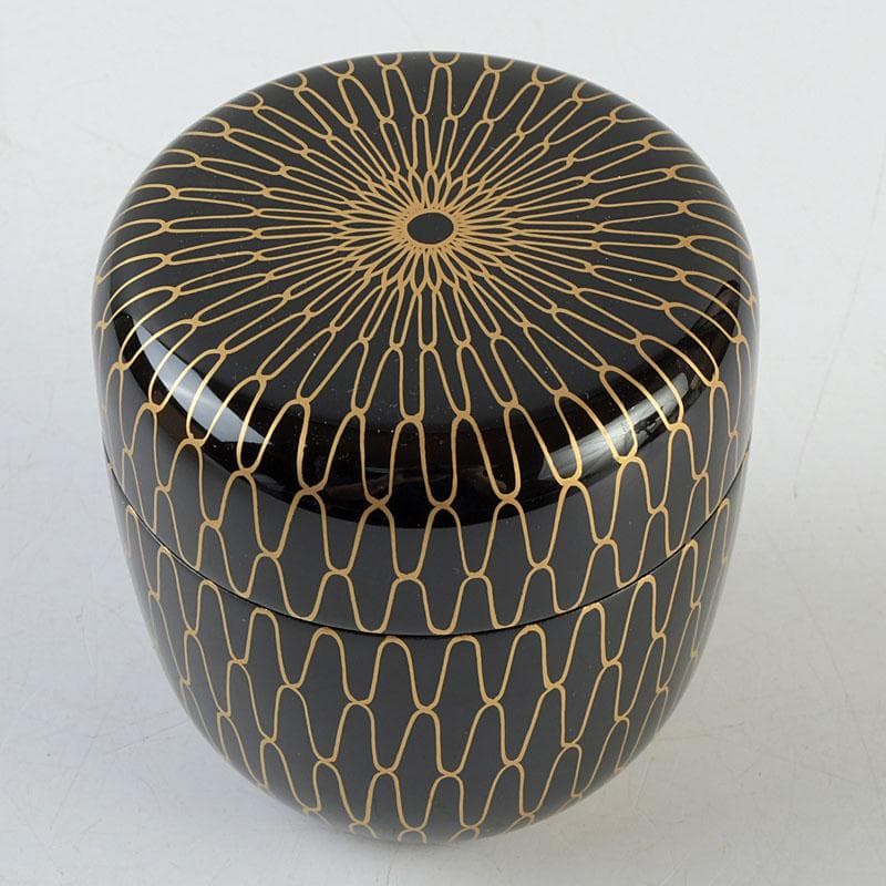 茶道具　蒔絵師　中川秀甫作　網目蒔絵　中棗　共箱　V　9347