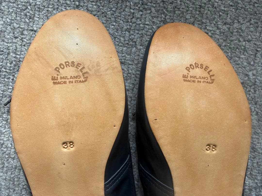 ポルセリ38 ネイビー　PORSELLI バレエシューズ　未使用