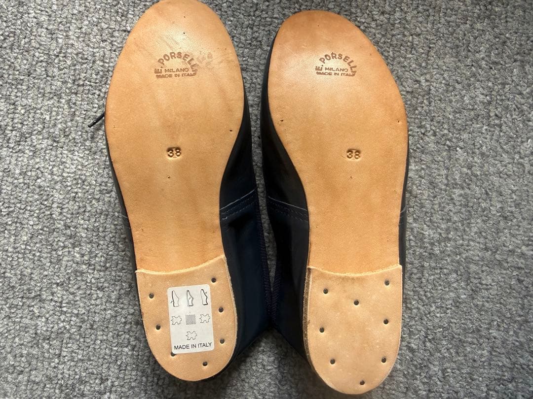 ポルセリ38 ネイビー　PORSELLI バレエシューズ　未使用