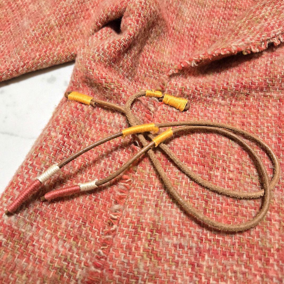 【希少】45R Badou-R ツイードジャケット ウール 革紐 フリンジ