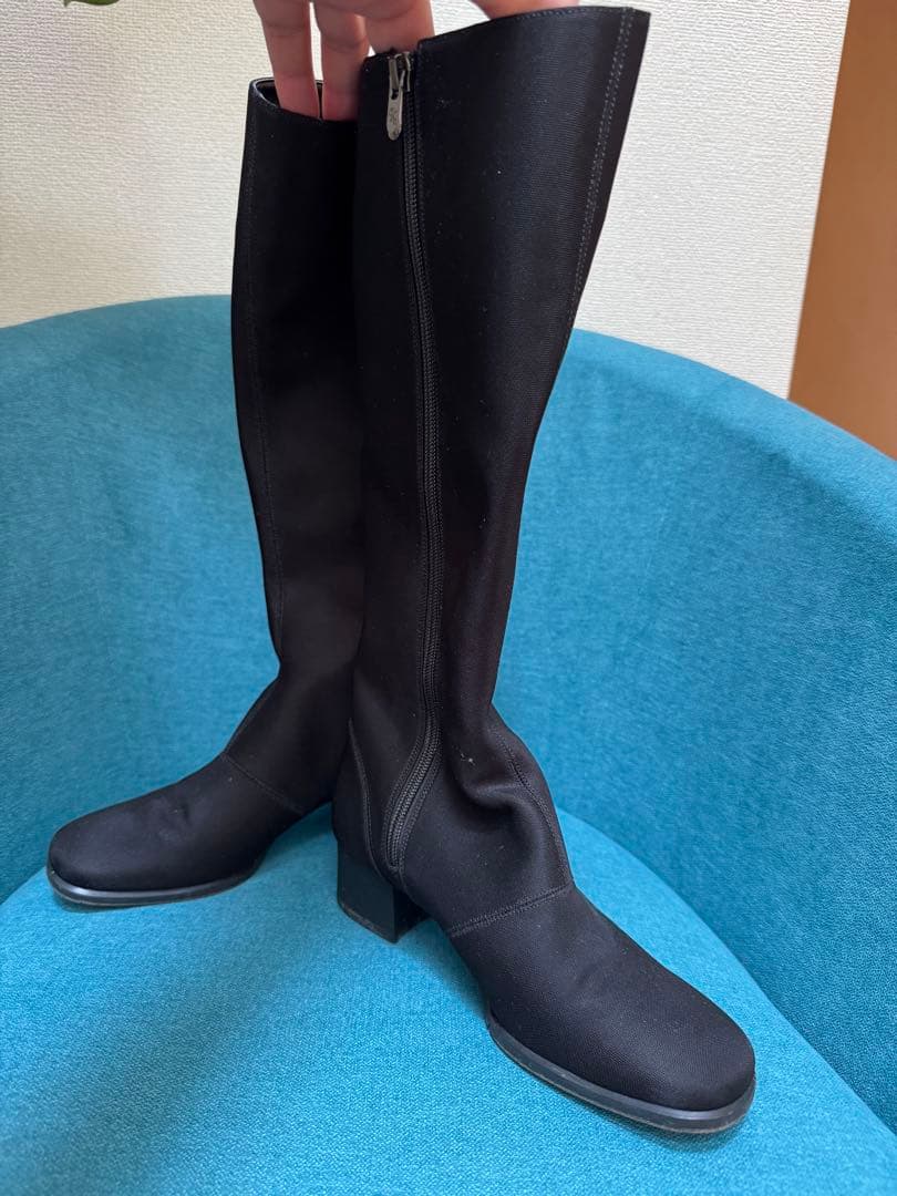 銀座かねまつ　ロングレインブーツ ファスナー付き