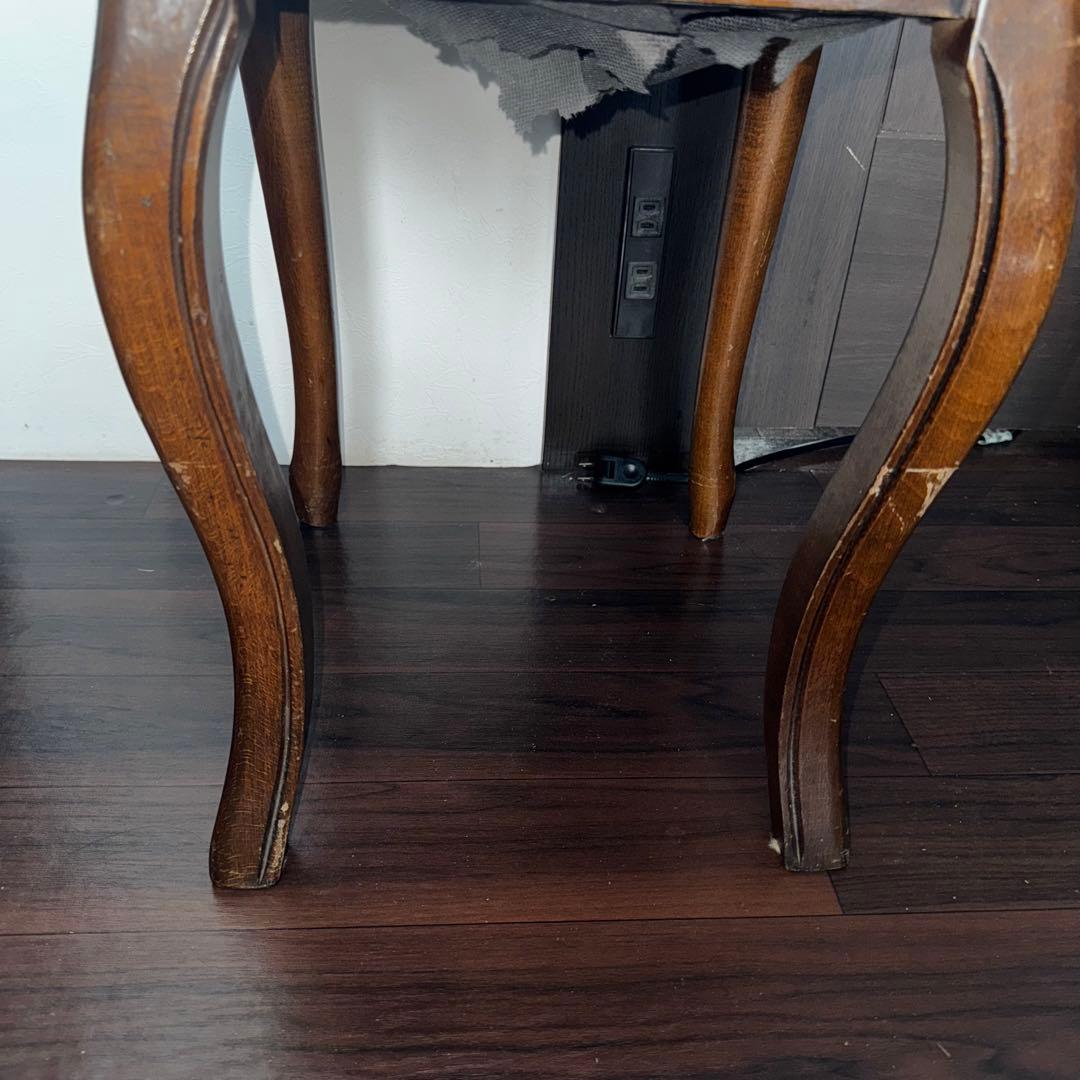 アンティークチェア　ベロア　レッド　ピンク　ウッド　ミッドセンチュリー