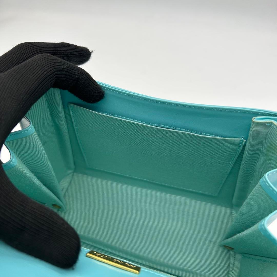 美品&入手困難　ハナエモリ　ショルダーバッグ　2way　レザー　ブルー　リボン