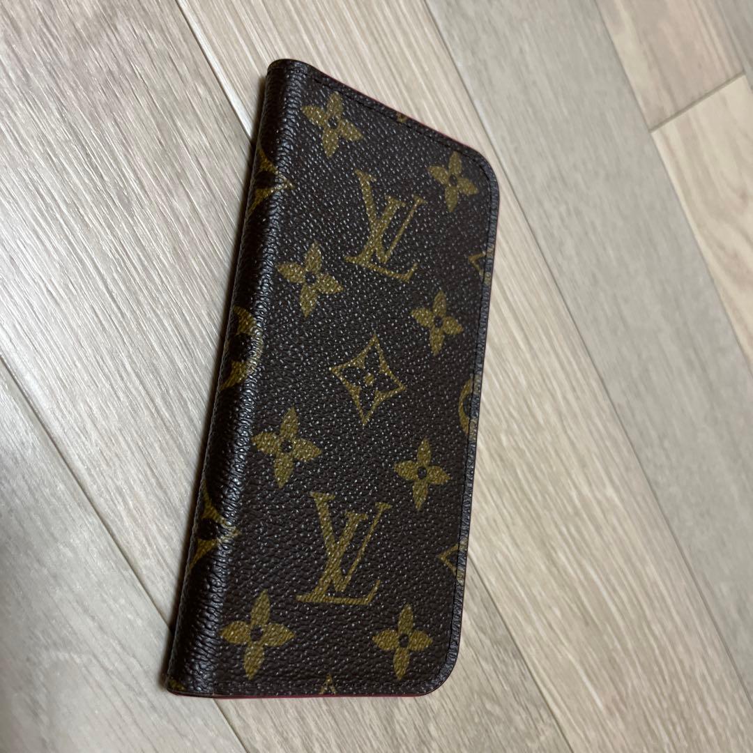 美品ルイヴィトン　手帳型 iPhoneケース ブラウン/ピンク