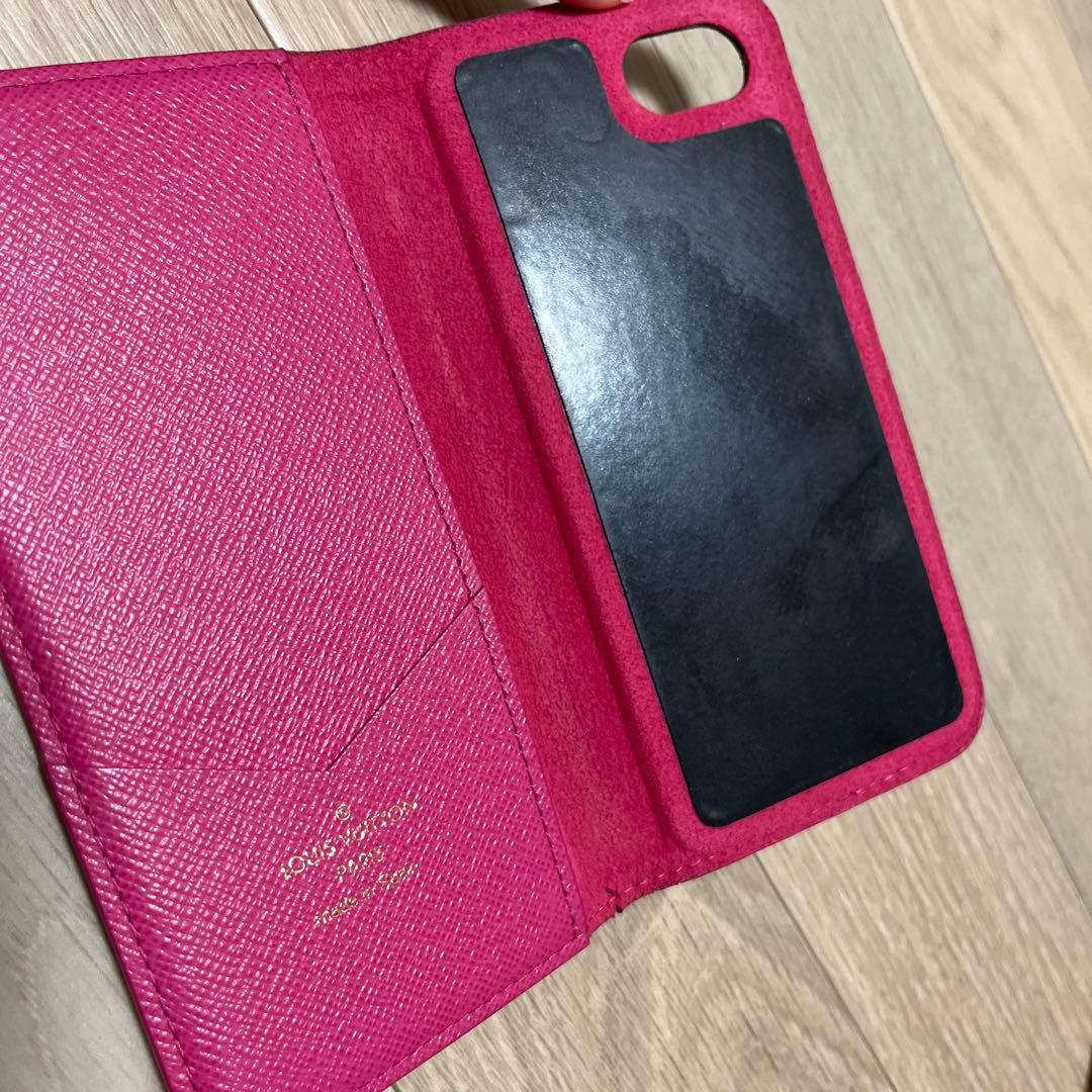 美品ルイヴィトン　手帳型 iPhoneケース ブラウン/ピンク