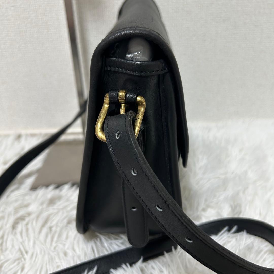【美品✨希少/ターンロック】オールドコーチ　ブラック　レザー　フラップ　男女兼用