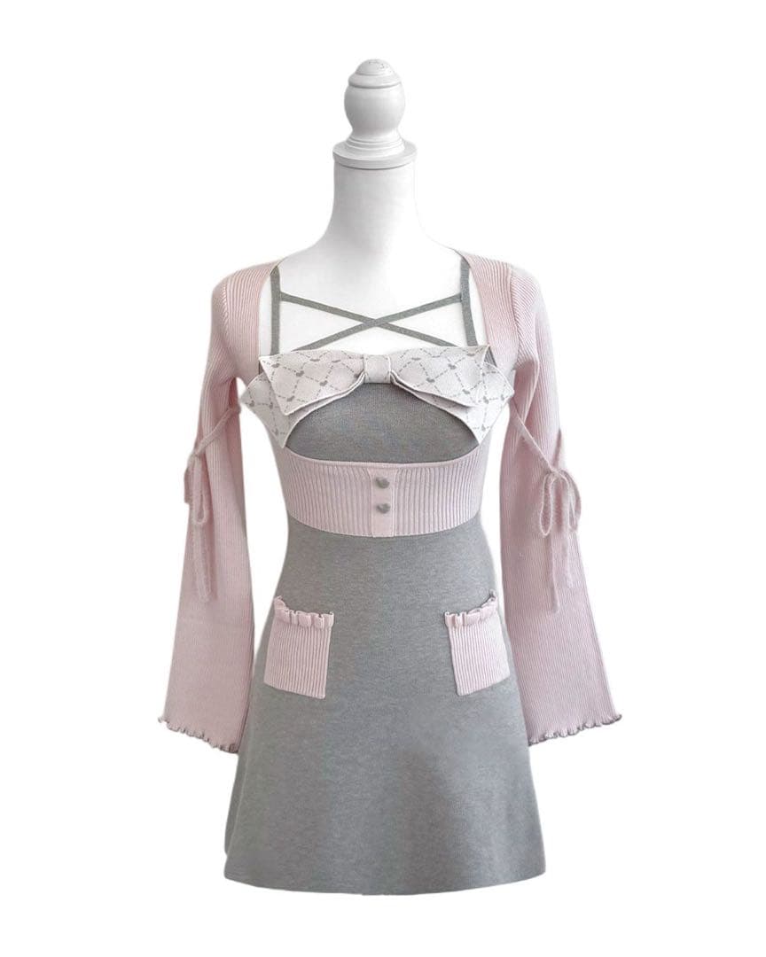 BIGリボンアンサンブルワンピースhoneymewミシェルマカロン