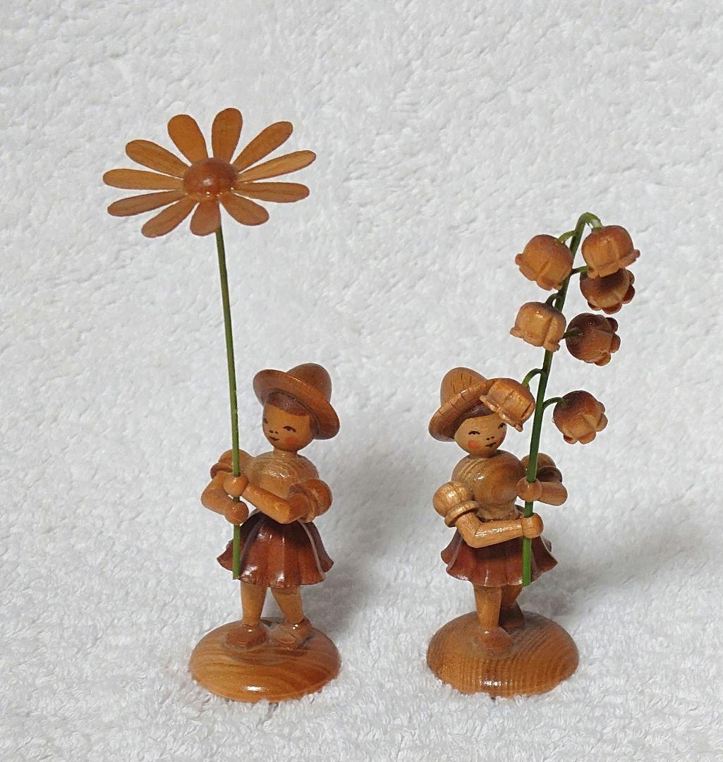ドイツ製手作り木製人形 ヴィンテージフラワーチルドレン6体セット