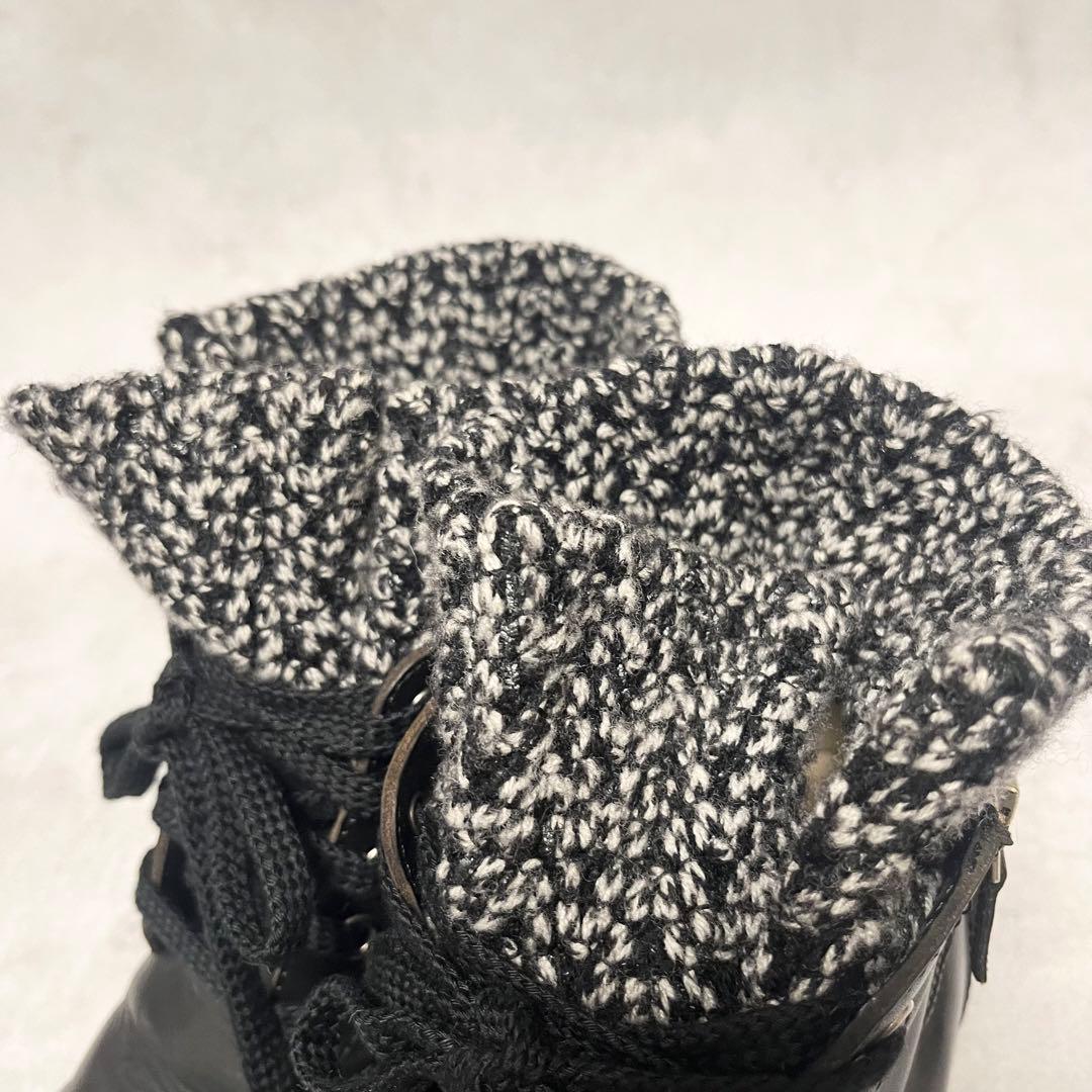 CHANEL ショートブーツ　ココマーク刺繍　サイドジップ　ツイード×レザー