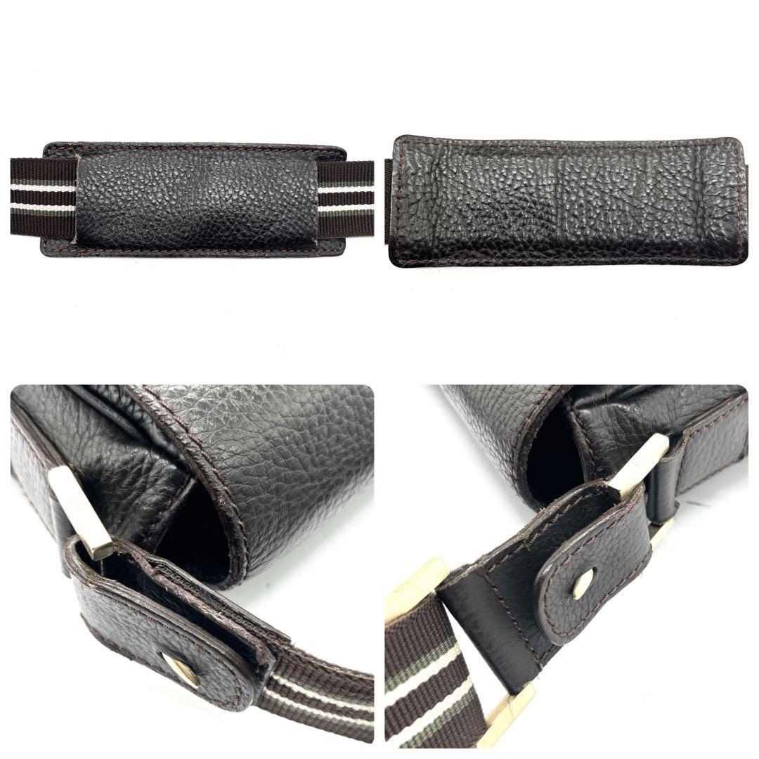 【希少】ダンヒル メッセンジャーバッグ フラップ シボ革 ダークブラウン