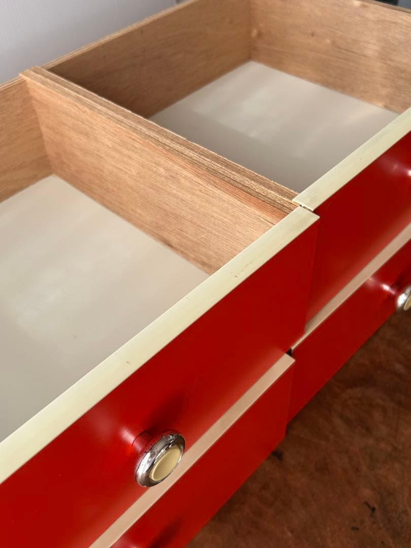 昭和レトロ　当時物　5段チェスト　引き出し　収納　オレンジ　レトロポップ　タンス