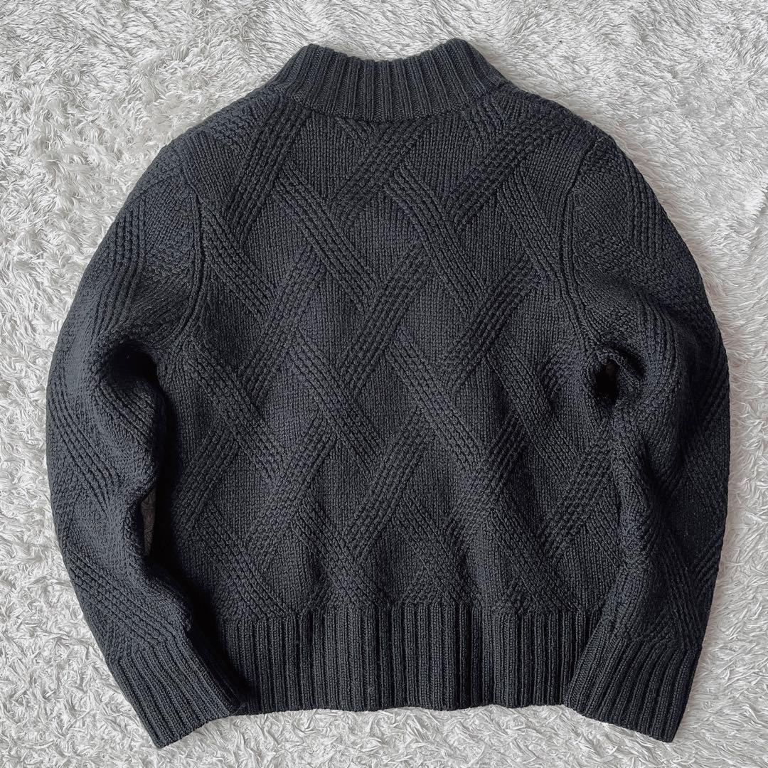 【美品】マリメッコ ウール100％ アランニットカーディガン黒フィッシャーマン黒