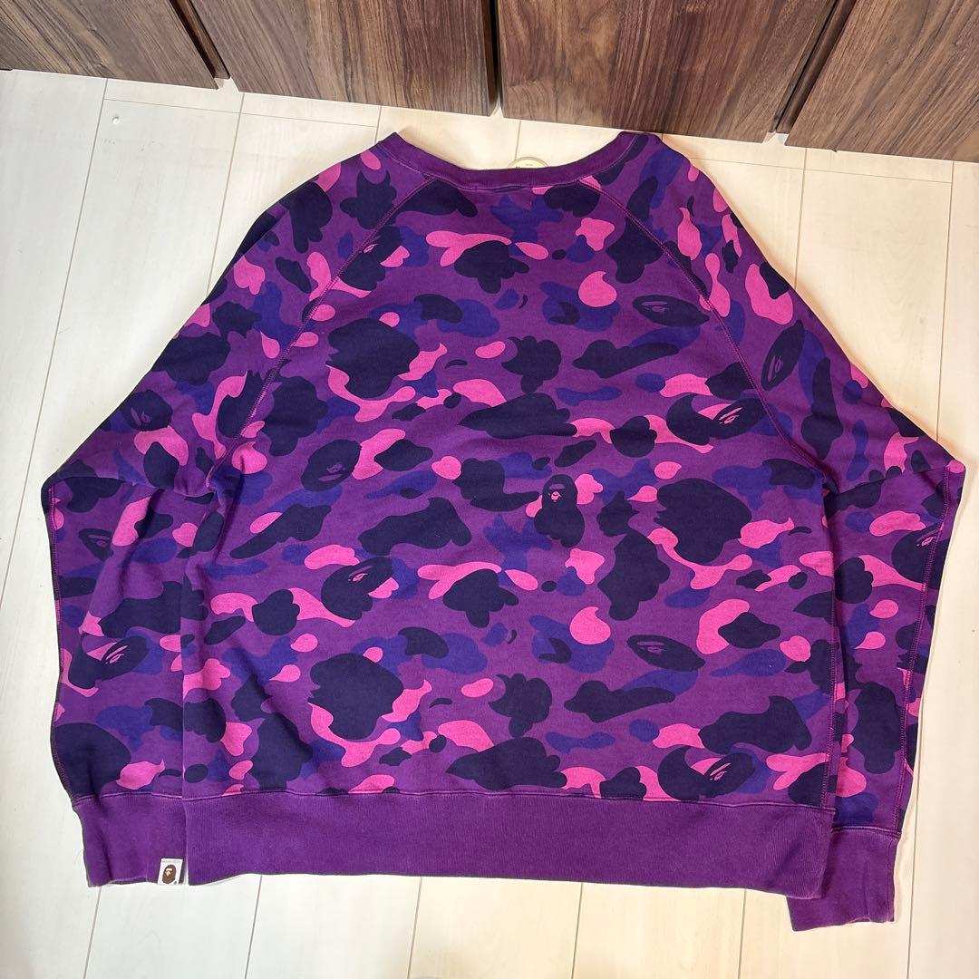 APE ラインストーン 紫 迷彩 スウェット トレーナー　カモ　エイプ