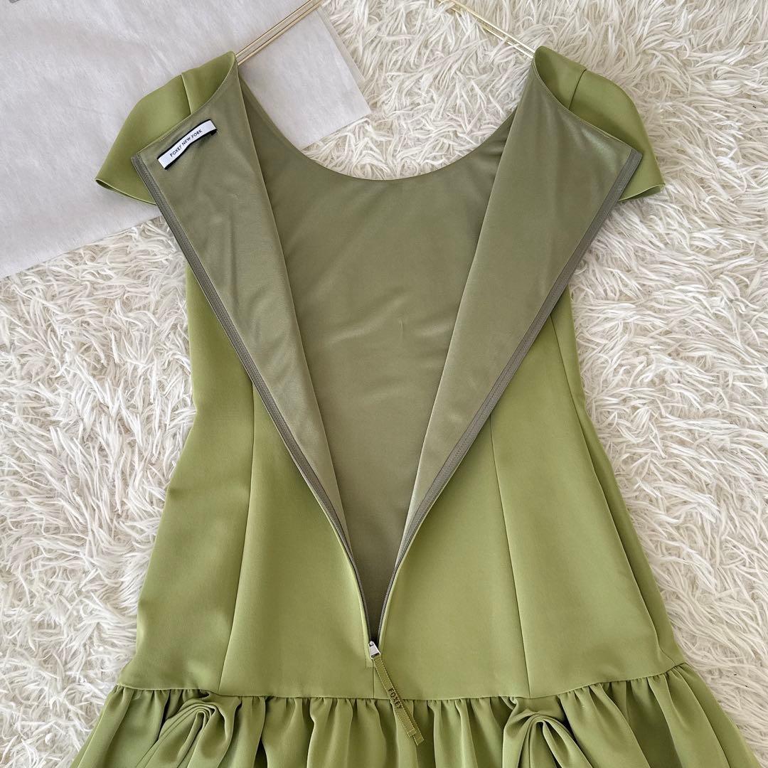 未使用級 フォクシー✨ギャザーフレアワンピース フレンチスリーブ 不織布カバー付