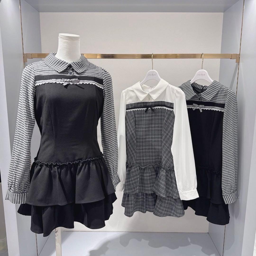 evelyn ティアードミニOP 長袖 ブラック