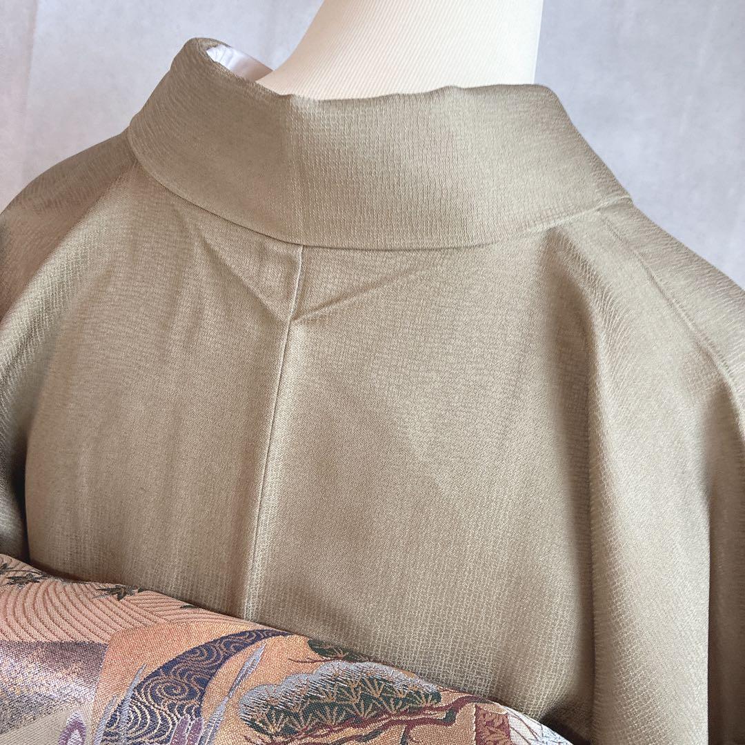 訪問着　フルセット　着物　正絹　Lサイズ　ロング　雪輪　花　金駒刺繍　N5