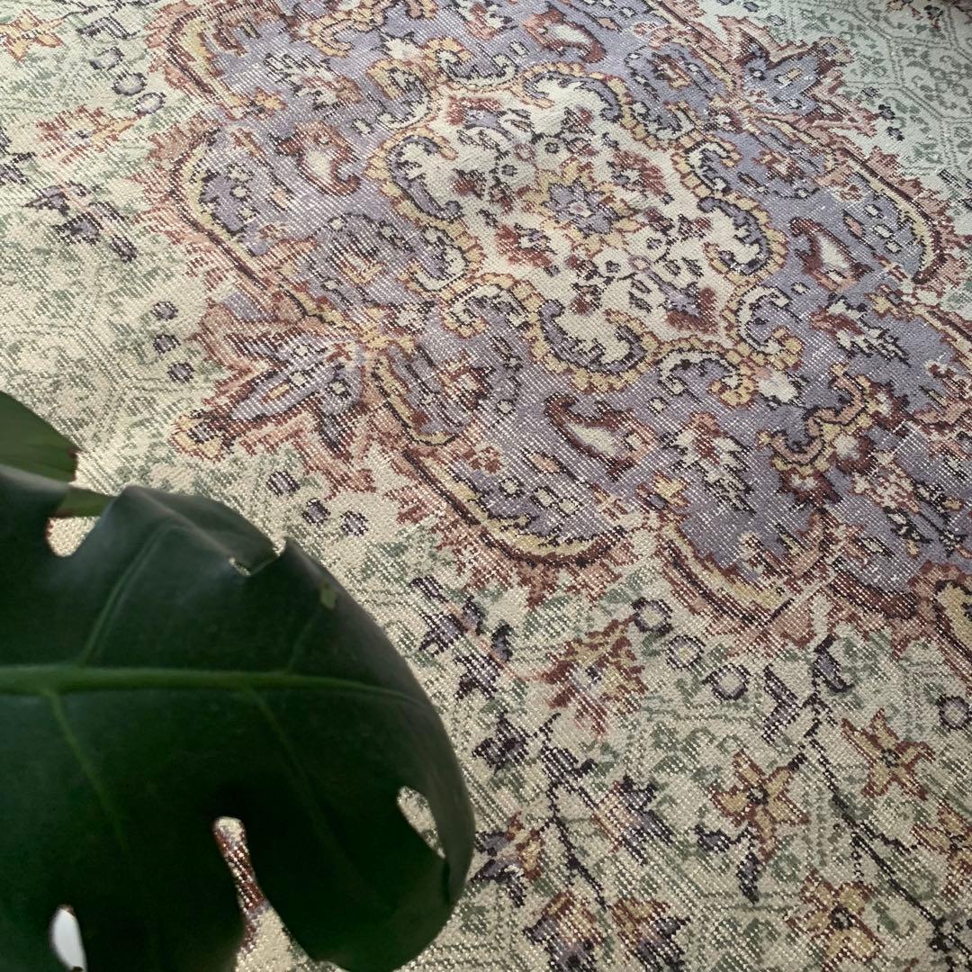超超大判 3m 300×162 メダリオン　モスグリーン　トルコヴィンテージラグ