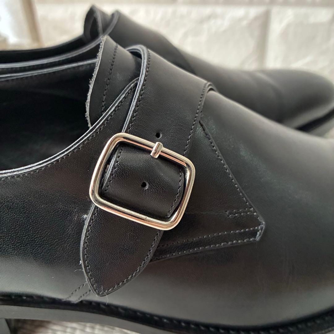 ユナイテッドアローズ 革靴 黒 UK7 シングルモンクストラップ フォーマル