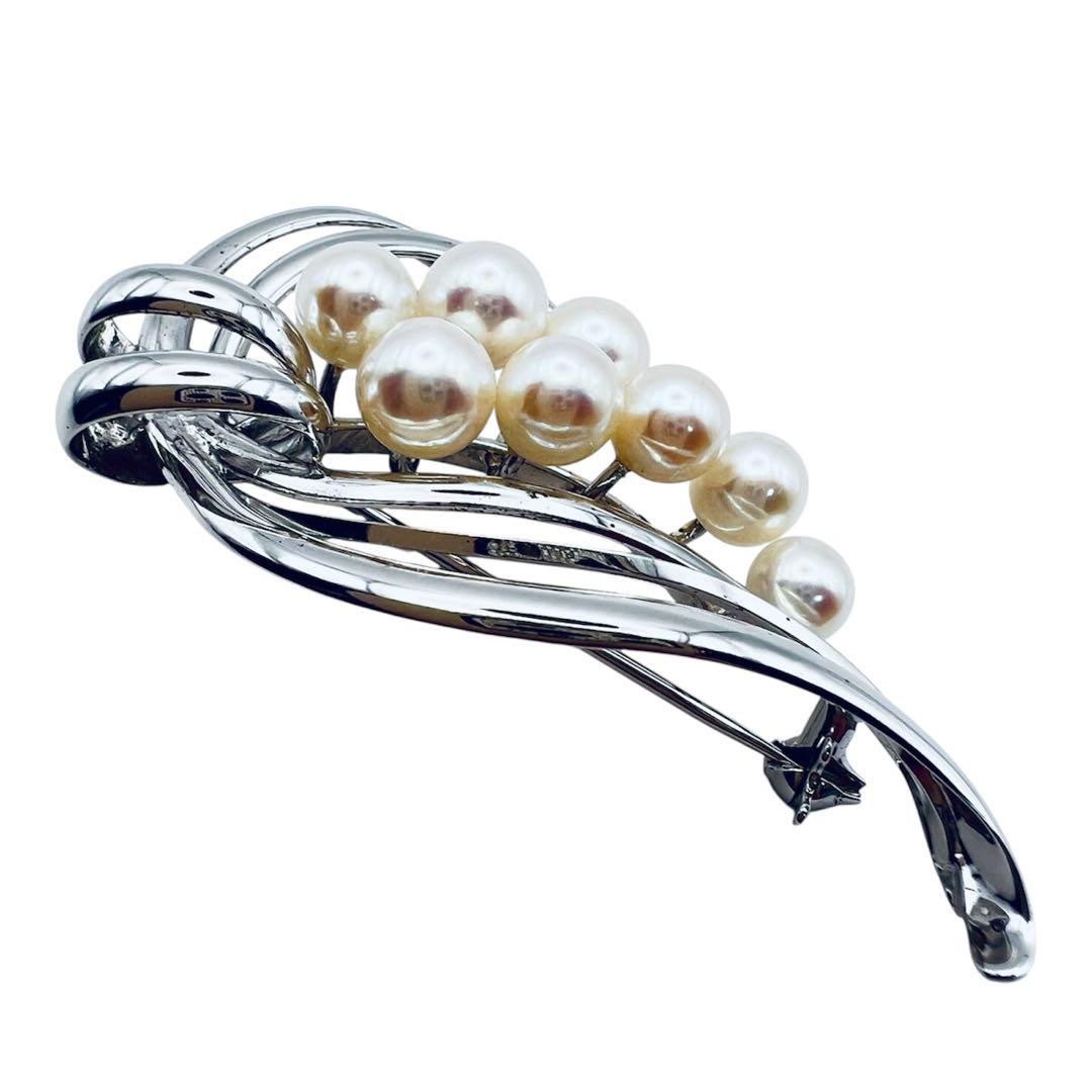 超美品　ミキモト　アコヤパール　8粒　6mm-5mm シルバーブローチ M刻印