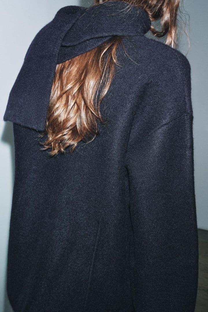 【新品タグ付き】ZARA ショートニットコート スカーフ付き L