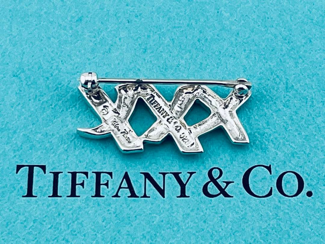 f010 希少　ティファニー　トリプル　キス　xxx ブローチ　シルバー　925