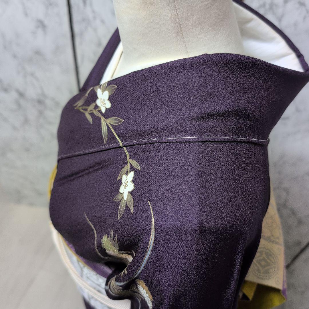 十三夜様高級正絹　紫地　金彩手刺繍　全体しつけ糸有り