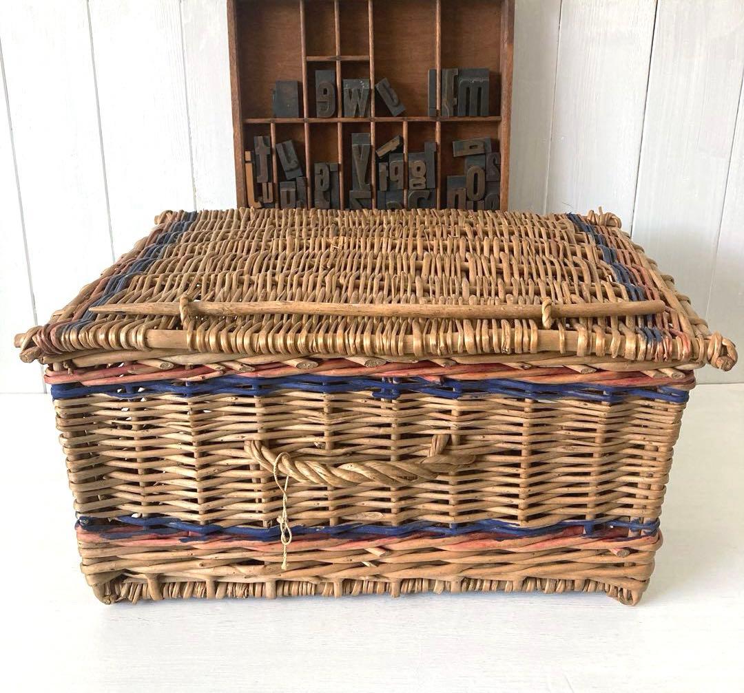 イギリスアンティーク 籐のピクニックバスケット