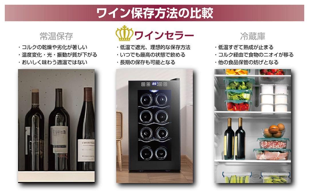 ワインセラー 最大8本収納 半導体冷却PSE認証