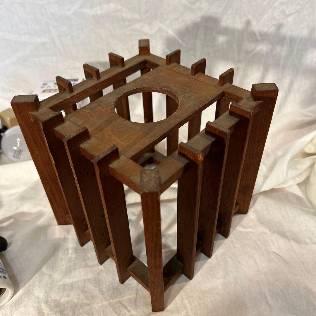 ヴィンテージ　北欧　昭和レトロモダンライト　乳白ガラス木製フレーム　電球付き