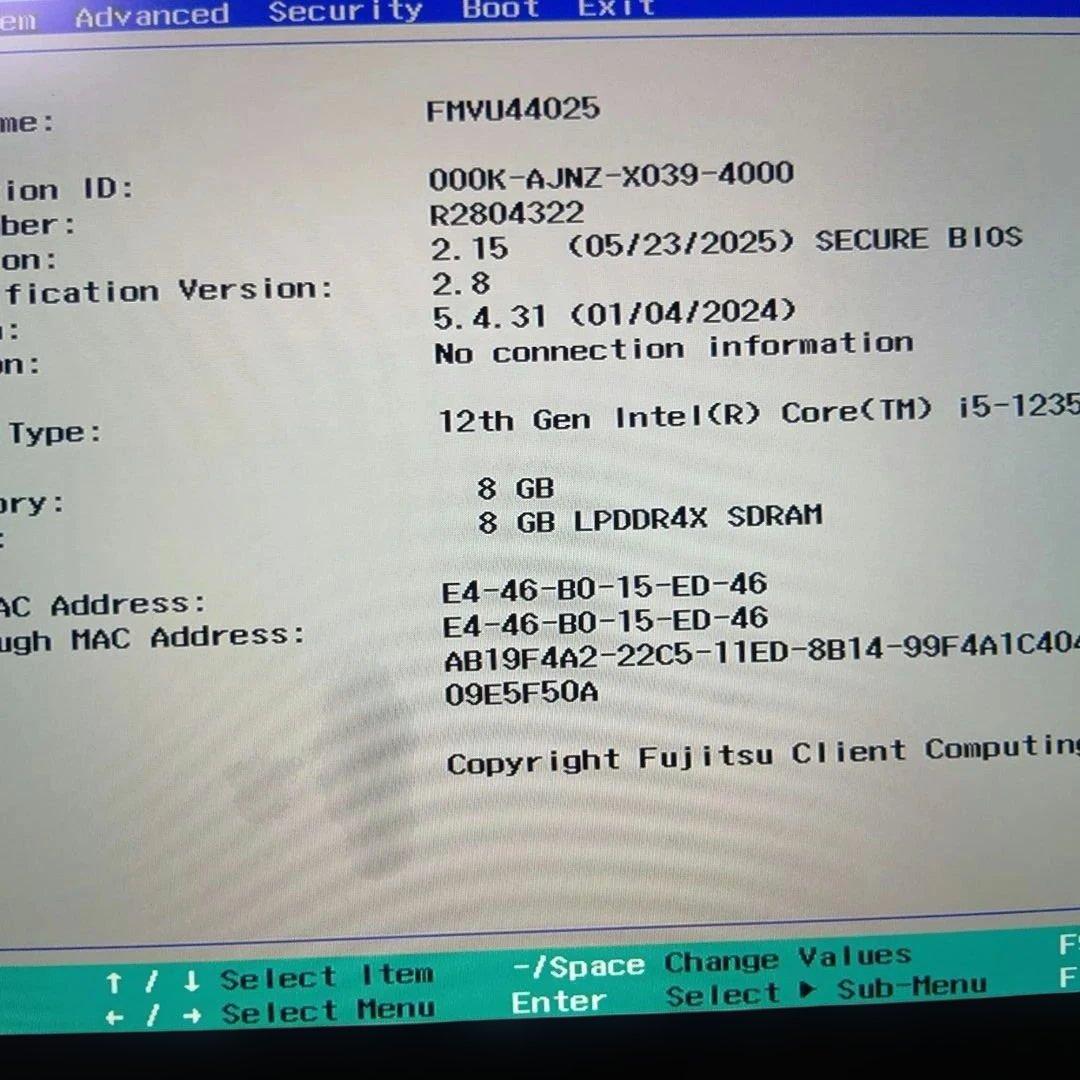 K⑥富士通　ＦＭＶＵ44025　U9312/J