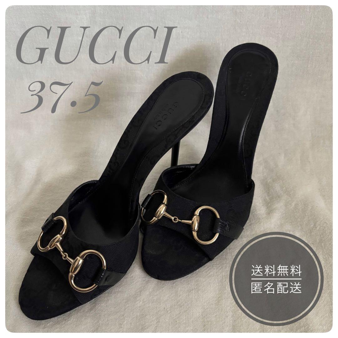 GUCCI ミュール 黒 37.5 24.5相当　グッチ サンダル ホースビット
