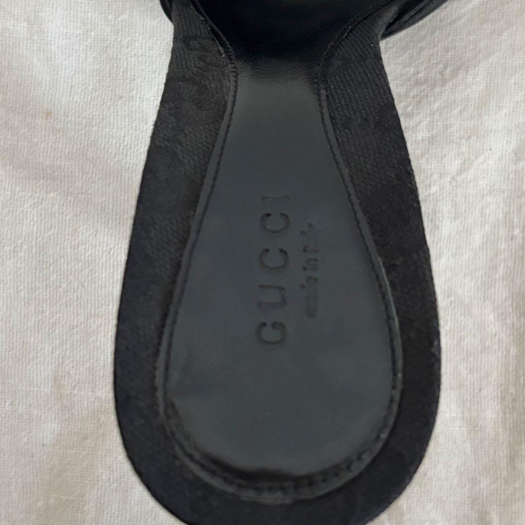 GUCCI ミュール 黒 37.5 24.5相当　グッチ サンダル ホースビット