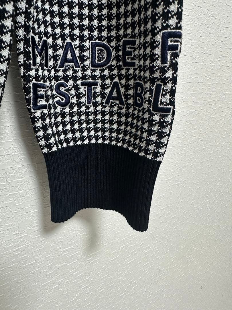 【美品】Lサイズ PEARLY GATES メンズ ニットジップアップ 千鳥柄