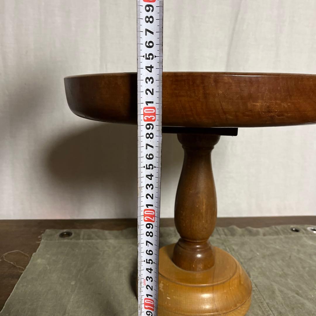 古雑貨アンティーク品◾️木製無垢材 大きなサイズ 木製コンポート皿 飾り台