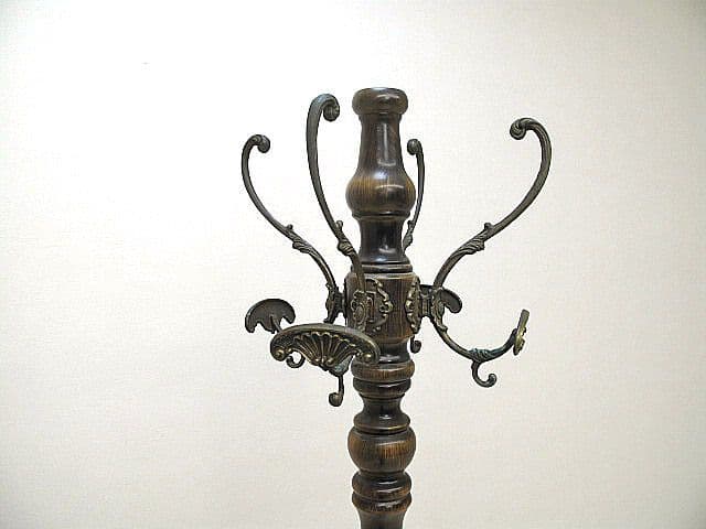 イタリア製 クラシック様式ポールハンガー 真鍮フック 獣脚 コートハンガー