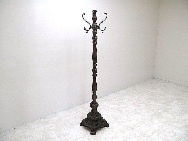 イタリア製 クラシック様式ポールハンガー 真鍮フック 獣脚 コートハンガー