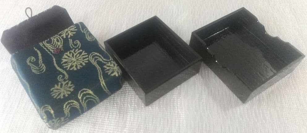 『籠師・和田鱗司』作　茶籠　御所籠一式　茶道具　共箱 7711